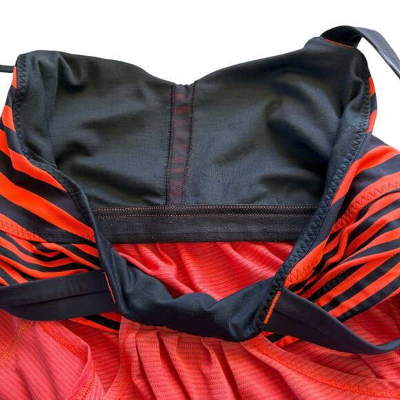 Lululemon coral orange blue no limits tank top with built in striped bra - Picture 9 of 10